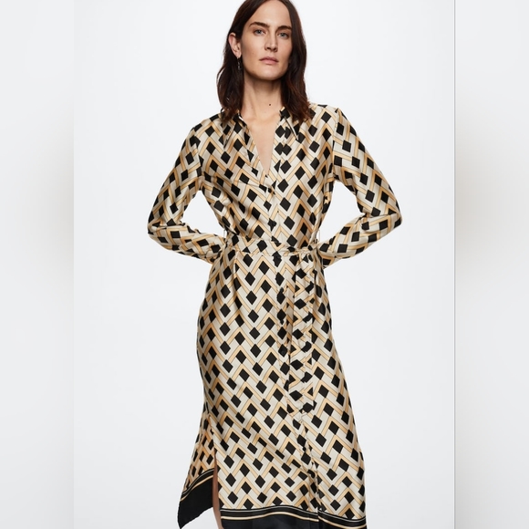 🔥Last 2🔥MANGO Geometric print shirt dress - Picture 2 of 5